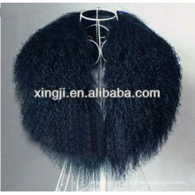 dyed black color Tibet lamb fur collar